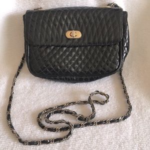 Vtg Ande Small black faux? leather crossbody purse